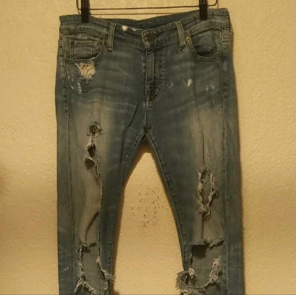 Ralph Lauren Blue Skinny Distressed Jeans - Picture 1 of 3